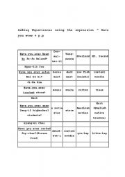 English Worksheet: Asking Experiences using the expression 
