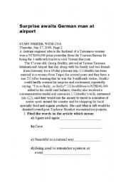English Worksheet: Surprise Awaits German at Airport