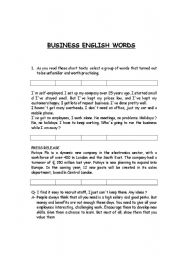 English Worksheet: BUSINESS WORDS