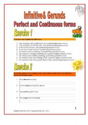 English Worksheet: 5 pages/5 exercises Perfect Infinitive and Gerunds with a KEY