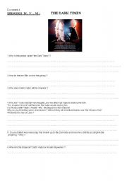 English worksheet: starwars episodes VI V Vi the Dark times 