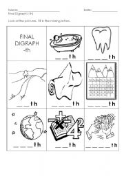 English worksheet: Final Digraph -th