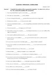 English Worksheet: Adjectives + Prepositions - Business Theme