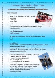 English worksheet: THE ADVENTURE CAPITAL OF THE WORLD - Reader Quiz with answers