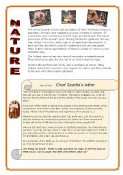 English Worksheet: Indians  6/6 - Nature , Chief Seattles letter (part)