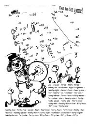 English Worksheet: Dot to dot game! (numbers up to 55)