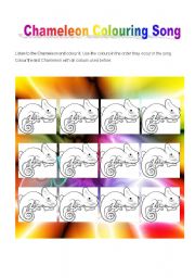 English Worksheet: Chameleon Coloring Song