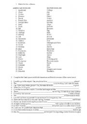 English Worksheet: AmE and BrE