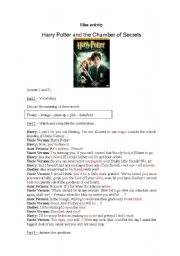 English Worksheet: Harry Potter and the Chamber of Secrets 