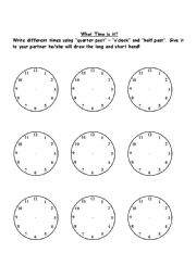 time o clock half past quarter past esl worksheet by miss euge