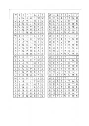 English worksheet: easy wordsearch numbers 5 minutes activity