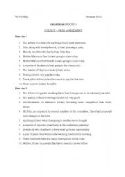 English Worksheet: Subject and Verb Agreement exercise