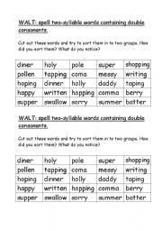 English worksheet: Spell two-syllable words containing double consonants