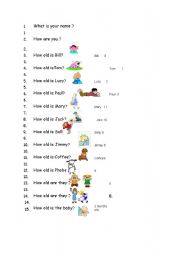English Worksheet: How old are you ?