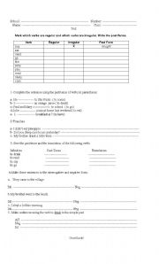 English worksheet: simple past tense