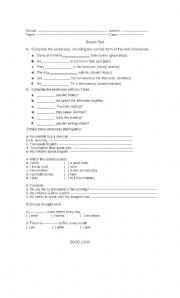 English worksheet: simple present