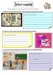 English Worksheet: School supplies