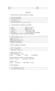 English worksheet: comparative