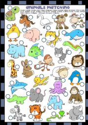 English Worksheet: ANIMALS MATCHING 