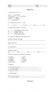 English worksheet: verb to be,review