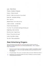 English Worksheet: Advertising Slogans