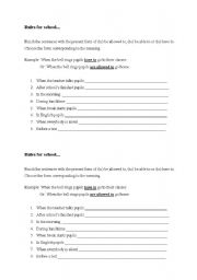 English worksheet: Rules for school