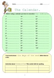 English worksheet: The calendar