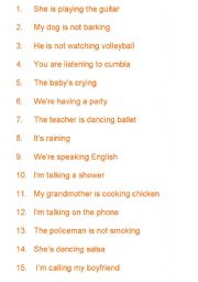 English Worksheet: present continous