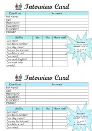 English Worksheet: speaking activity 