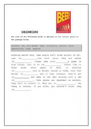 English Worksheet: drinking