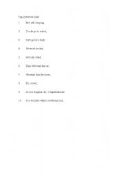 English Worksheet: Tag Question quiz