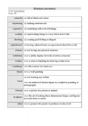 English worksheet: Wordlist. Art. 