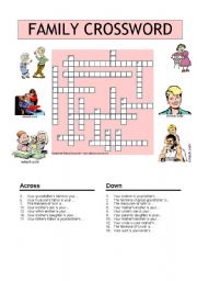 family crossword crosswords worksheets worksheet