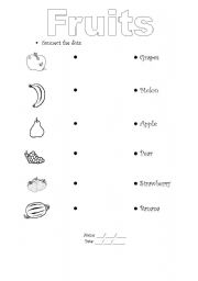 English worksheet: Fruits