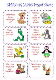 English Worksheet: PRESENT SIMPLE- speaking cards