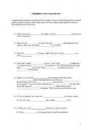 English Worksheet: Cumulative Verb Tense Review