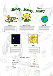 English worksheet: money money money by abba for weakest students