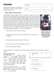 English Worksheet: Reading Comprehension: STREET CHILDREN