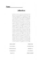 English worksheet: Adjectives Word Search