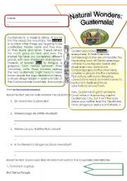 English Worksheet: Natural Wonders: Guatemala