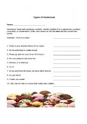 English Worksheet: Sentence Types