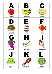 English Worksheet: food alphabet part 1