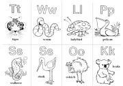 English Worksheet: Animal Alphabet Cards Extension 6