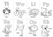 English Worksheet: Animal Alphabet Cards Extension 6