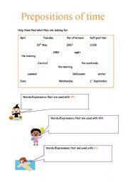 English Worksheet: Prepositions of Time