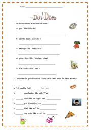 English Worksheet: Do / Does - questions and answers