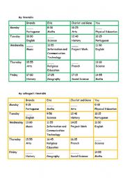 English worksheet: Time and school subjects