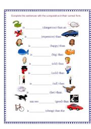 English Worksheet: comparative forms