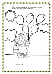 English Worksheet: Colour the balloons
