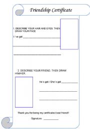 English Worksheet: Describing yourself and your best friend